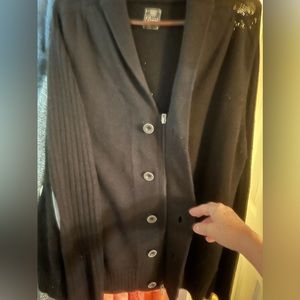 7 Diamonds eggplant colored, Textured Cotton Knit Button Up Cardigan Sweater XL
